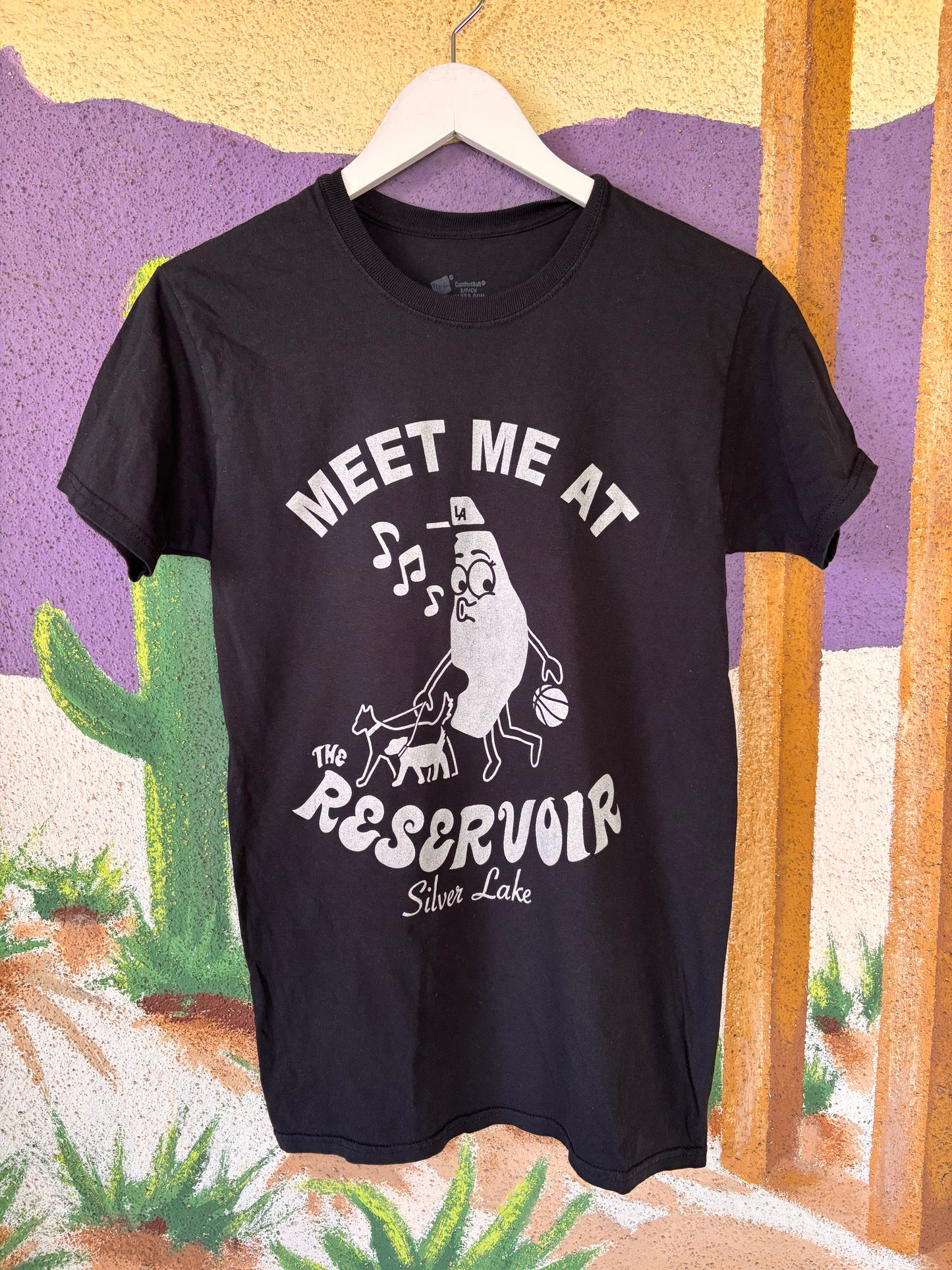 Upcycled "Meet Me at the Reservoir" Tee - Adult Small - Black