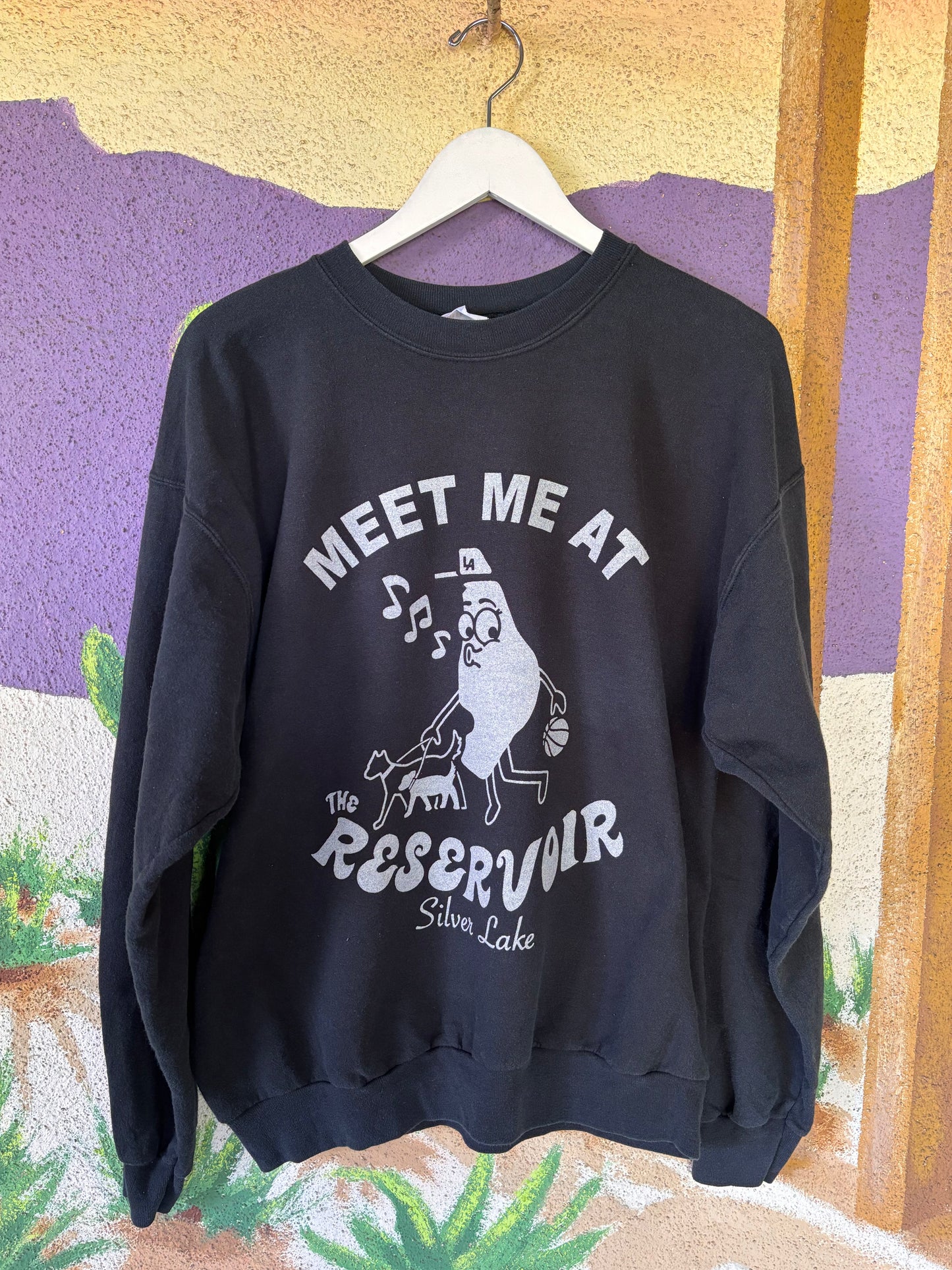 Upcycled "Meet Me at the Reservoir Sweatshirt" - Adult Large - Black