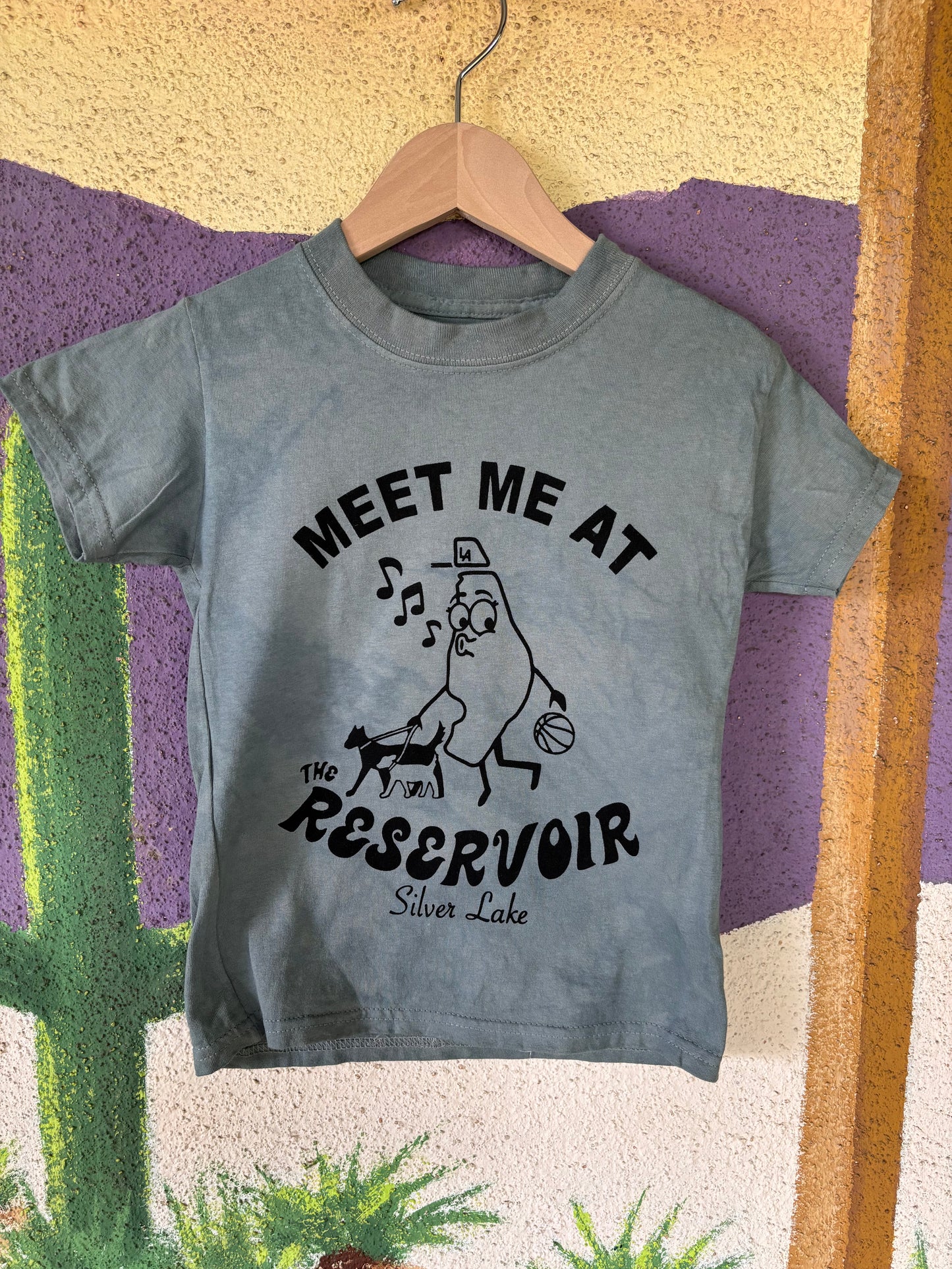 Upcycled "Meet Me at the Reservoir" Tee - Youth XS - Teal Grey