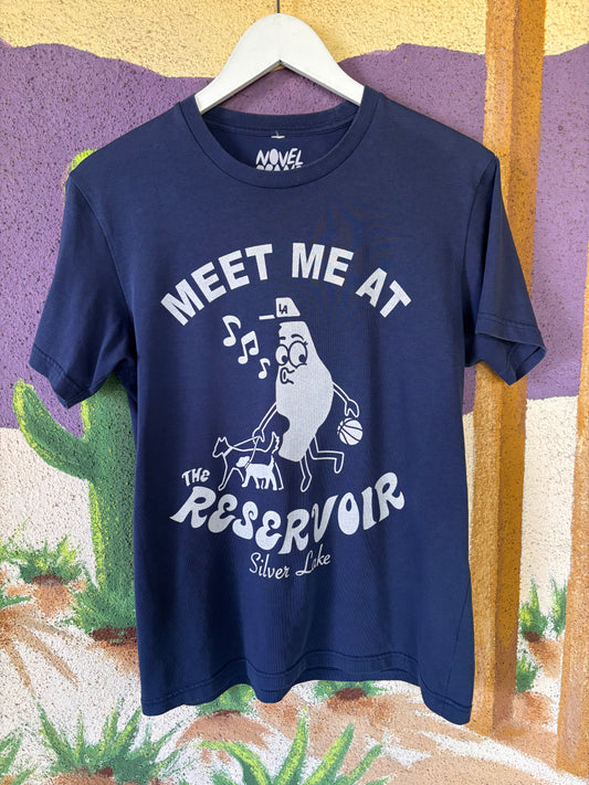 Upcycled "Meet Me at the Reservoir" Tee - Adult Medium - Navy Blue